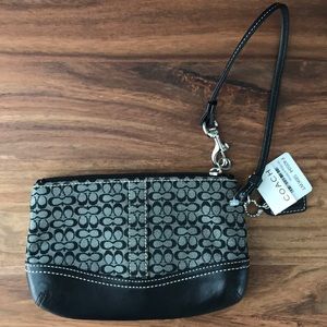 COACH Mini Signature Wristlet, Black + White